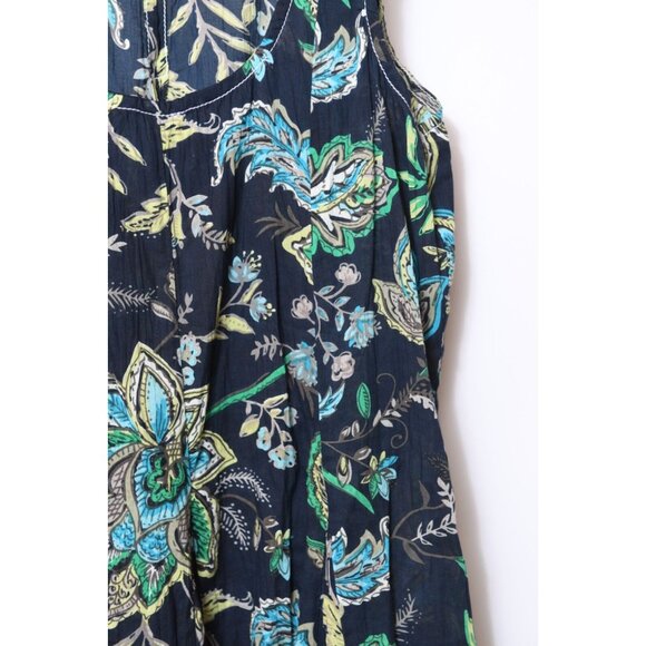 Cino Sleeveless Cotton Mini Dress Floral Print Blue Teal Womens Small NEW - Picture 3 of 12